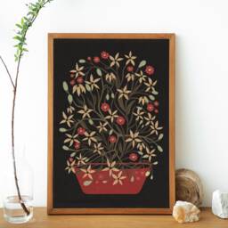 Art Print Keep Growing, Vintage Botanical Illustration, Dark Flowers Wall - thumbnail 1