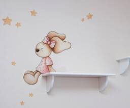 Bunny Sitting On Bookshelf Wall Decal. Nursery Sticker. Rabbit Wall Decal, Rabbit, Sticker Decor, Art - thumbnail 1