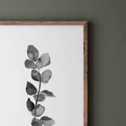 Black & White Eucalyptus Print Botanical Wall Art - thumbnail 2
