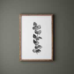 Black & White Eucalyptus Print Botanical Wall Art - thumbnail 1