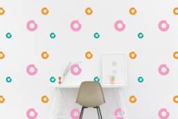 Donut Wall Decal Pattern Kids Room Donuts Wall Sticker Living Bedroom Wallpaper Vinyl Decals Stickers Home Decor - thumbnail 1