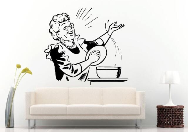 Grandma Cooking With A Smile Kitchen Dining Wall Decal Vinyl Sticker Mural Room Decor L775 - image 1