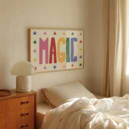 Colourful Nursery Wall Art, Kids Room Print, Horizontal Children's Magic Stars Girls Art - thumbnail 2