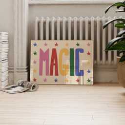 Colourful Nursery Wall Art, Kids Room Print, Horizontal Children's Magic Stars Girls Art - thumbnail 1