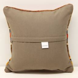 Handmade Turkish Kilim Pillow Cover 12x12, Wool Cotton Chevron Design - thumbnail 4