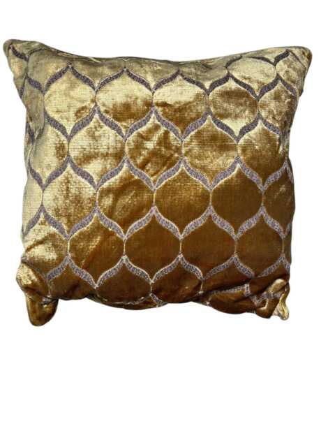 Gold Cut Velvet Throw Pillow, Art Deco Cushion - 60x60 cm - image 1