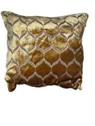 Gold Cut Velvet Throw Pillow, Art Deco Cushion - 60x60 cm