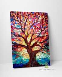 Tree Of Life Stained Glass Canvas Art Wall Print Picture Fashion Framed Home Decor -E711