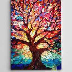 Tree Of Life Stained Glass Canvas Art Wall Print Picture Fashion Framed Home Decor -E711 - thumbnail 3