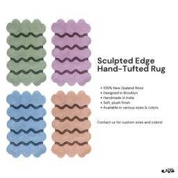 Sculpted Edge Hand Tufted Rug, Wavy Wool Area Rug Irregular Shape - thumbnail 4