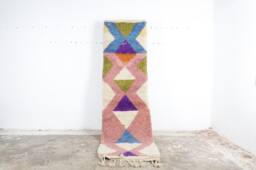 Geometric Colorful Wool Runner Rug Moroccan Berber Hallway Rug - thumbnail 1