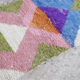 Geometric Colorful Wool Runner Rug Moroccan Berber Hallway Rug - thumbnail 4