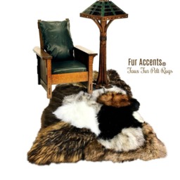 Patchwork Faux Fur Rug - Handmade Animal Friendly Accent - thumbnail 2