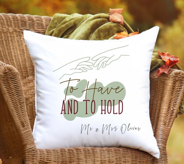 Personalised Wedding Gift Cushion - Have & To Hold Custom Pillow, Minimalist Anniversary Keepsake - image 1
