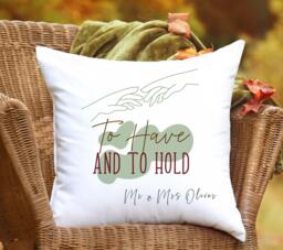 Personalised Wedding Gift Cushion - Have & To Hold Custom Pillow, Minimalist Anniversary Keepsake - thumbnail 1