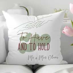 Personalised Wedding Gift Cushion - Have & To Hold Custom Pillow, Minimalist Anniversary Keepsake - thumbnail 2