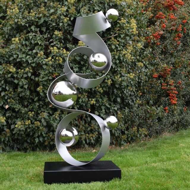 Modern Metal Garden Sculpture With Polished Spheres - Contemporary Outdoor Art For Luxury Gardens - image 1