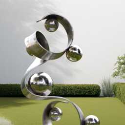 Modern Metal Garden Sculpture With Polished Spheres - Contemporary Outdoor Art For Luxury Gardens - thumbnail 3