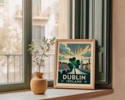 Dublin Travel Wall Art, Shamrock Poster, Vintage St. Patryk's Day Gift - thumbnail 1
