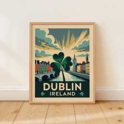 Dublin Travel Wall Art, Shamrock Poster, Vintage St. Patryk's Day Gift - thumbnail 3
