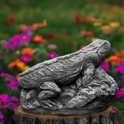 Gothic Lizard Statue Concrete Reptile Sculpture Outdoor On Rock Ornament Reptile Lover Gift Handmade Decoration Yard Art - thumbnail 3