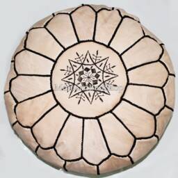 "Handmade Leather Moroccan Pouf Unstuffed Ottoman Footstool - 20""x12" - thumbnail 3