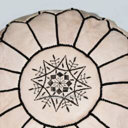 "Handmade Leather Moroccan Pouf Unstuffed Ottoman Footstool - 20""x12" - thumbnail 2