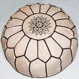 "Handmade Leather Moroccan Pouf Unstuffed Ottoman Footstool - 20""x12" - thumbnail 4