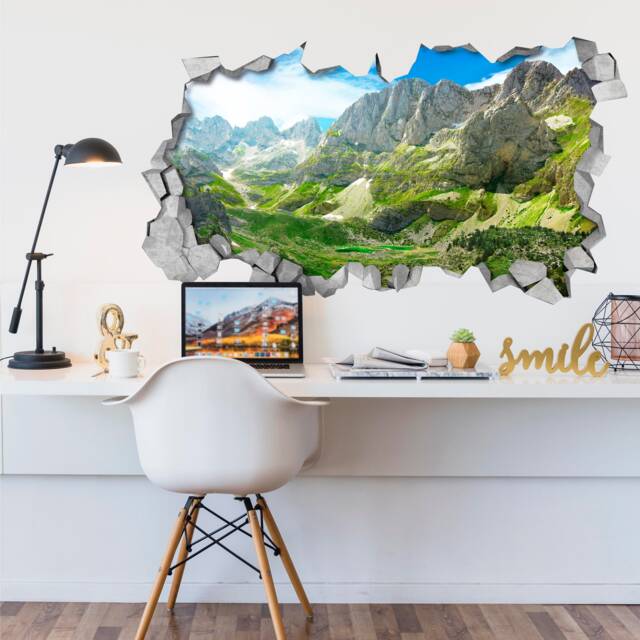 Green Mountains - Wall Decal 3D Wallpaper Wall Decals Printed Art Sticker Sku Gm3Dm - image 1