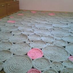 Handmade Wool Rug Circle Crochet Design, Custom Color & Size - thumbnail 2