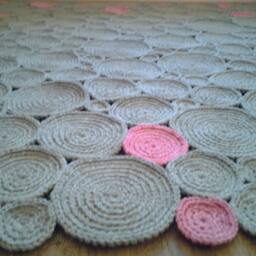 Handmade Wool Rug Circle Crochet Design, Custom Color & Size - thumbnail 3