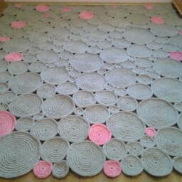 Handmade Wool Rug Circle Crochet Design, Custom Color & Size - thumbnail 4