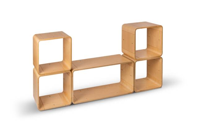 Wooden Sideboard Cabinet Bookcase Bookshelf 120x120x30 cm Scleica Modular System Japandi Mid Century Modern Free Shipping - image 1