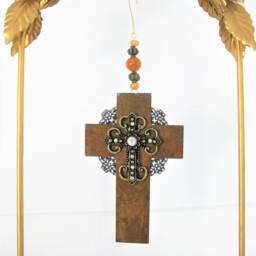 Handmade Metal Cross Christmas Ornament Rustic Holiday Decor - thumbnail 3
