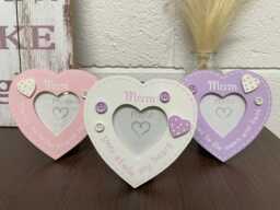 For Mum Wooden Heart Picture Frame in Pastel Colours With Sentimental Message Shabby Chic Photo Frame. Gift For Mothers Day Mums Or Birthday - thumbnail 1