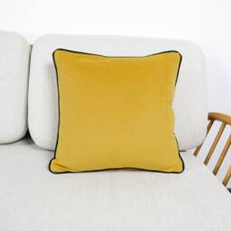 Mustard Yellow Velvet Scatter Cushion Covers With Contrasting Piping in Luxury Plush Velvet. Blue/Orange/Green/Teal/Mustard Throw Pillows - thumbnail 3