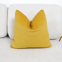 Mustard Yellow Velvet Scatter Cushion Covers With Contrasting Piping in Luxury Plush Velvet. Blue/Orange/Green/Teal/Mustard Throw Pillows - thumbnail 2