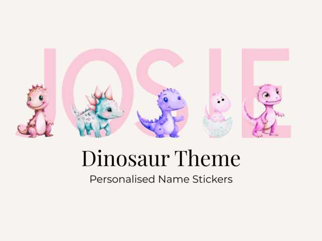 Personalised Dinosaur Name Stickers - Pastel Dino Nursery Wall Decal - image 1