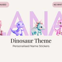 Personalised Dinosaur Name Stickers - Pastel Dino Nursery Wall Decal - thumbnail 2