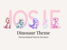Personalised Dinosaur Name Stickers - Pastel Dino Nursery Wall Decal - thumbnail 1