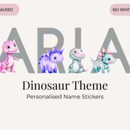 Personalised Dinosaur Name Stickers - Pastel Dino Nursery Wall Decal - thumbnail 3