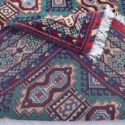 7x10 One Of A Kind Teal Geometric Rug, Afghan Fine Hand Knotted Veg Dyes Wool Area Oriental Home Decor Carpet, Rug For Living Room - thumbnail 4