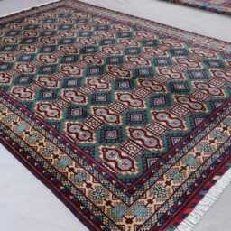 7x10 One Of A Kind Teal Geometric Rug, Afghan Fine Hand Knotted Veg Dyes Wool Area Oriental Home Decor Carpet, Rug For Living Room - thumbnail 2