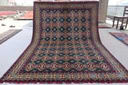 7x10 One Of A Kind Teal Geometric Rug, Afghan Fine Hand Knotted Veg Dyes Wool Area Oriental Home Decor Carpet, Rug For Living Room - thumbnail 1