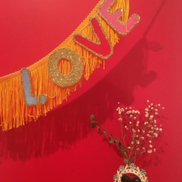 Gimme Love Fringe Banner Hand-Painted Glitter Wall Decor - thumbnail 2
