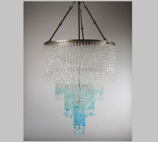 Sea Glass Chandelier Coastal Beach House Lighting, 42 - image 1