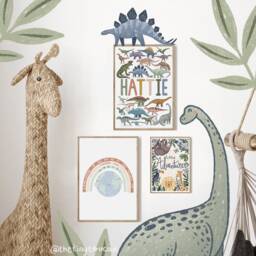 Custom Dinosaur Name Print A4/A3 - Dino Art- Adventure- Nursery Wall Cool Name Kids Bedroom Art - thumbnail 2