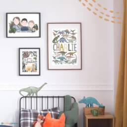 Custom Dinosaur Name Print A4/A3 - Dino Art- Adventure- Nursery Wall Cool Name Kids Bedroom Art - thumbnail 3