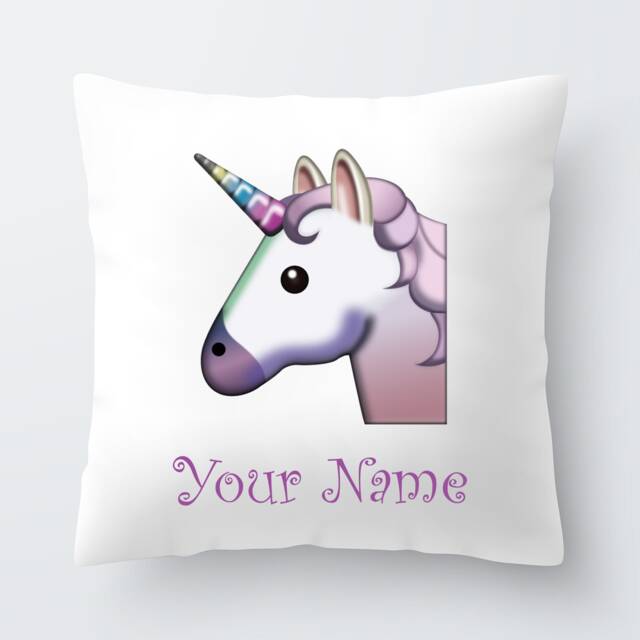 Personalised Girls Unicorn Emoji Cushion Pillow Birthday Present Custom Gift