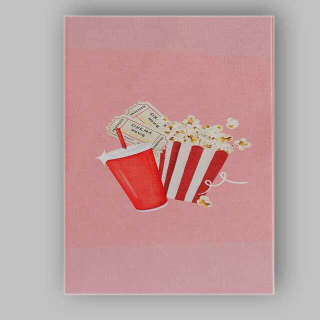 Cinema Popcorn Soft Drink Movie Night Illustration Canvas Wall Art Print Decor Picture Ready To Hang - image 1